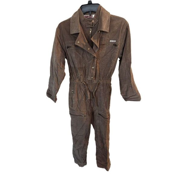 st germain Pants - Vintage Saint Germain of Paris Brown Corduroy Jumpsuit S Industrial Mechanic